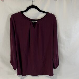 Chic Plum Blouse with Keyhole Detail